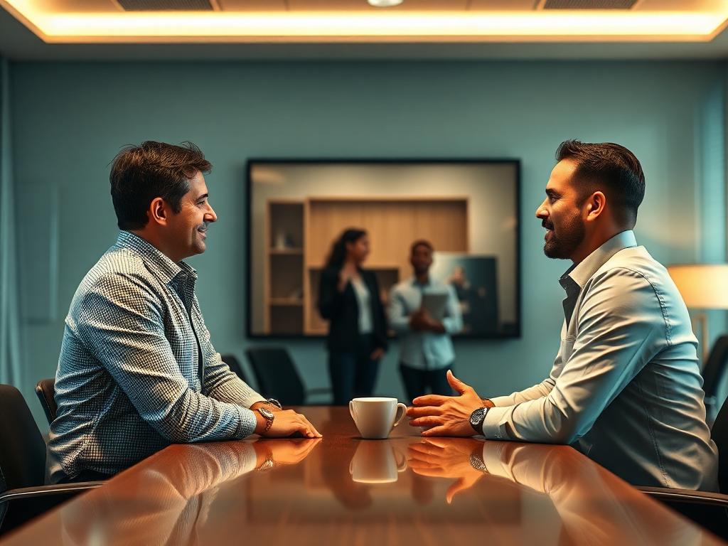 Empresário conversando com equipe e estando presente com a família
